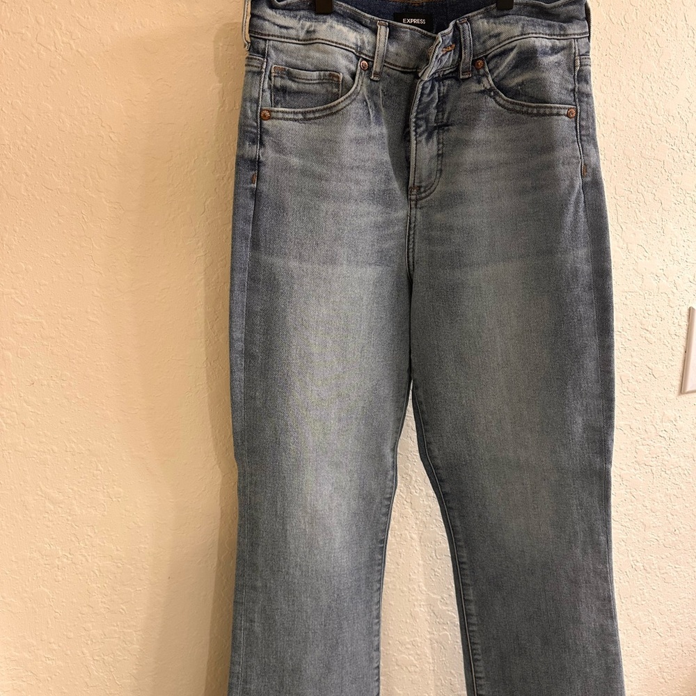 Express Light Blue Straight Leg Jeans